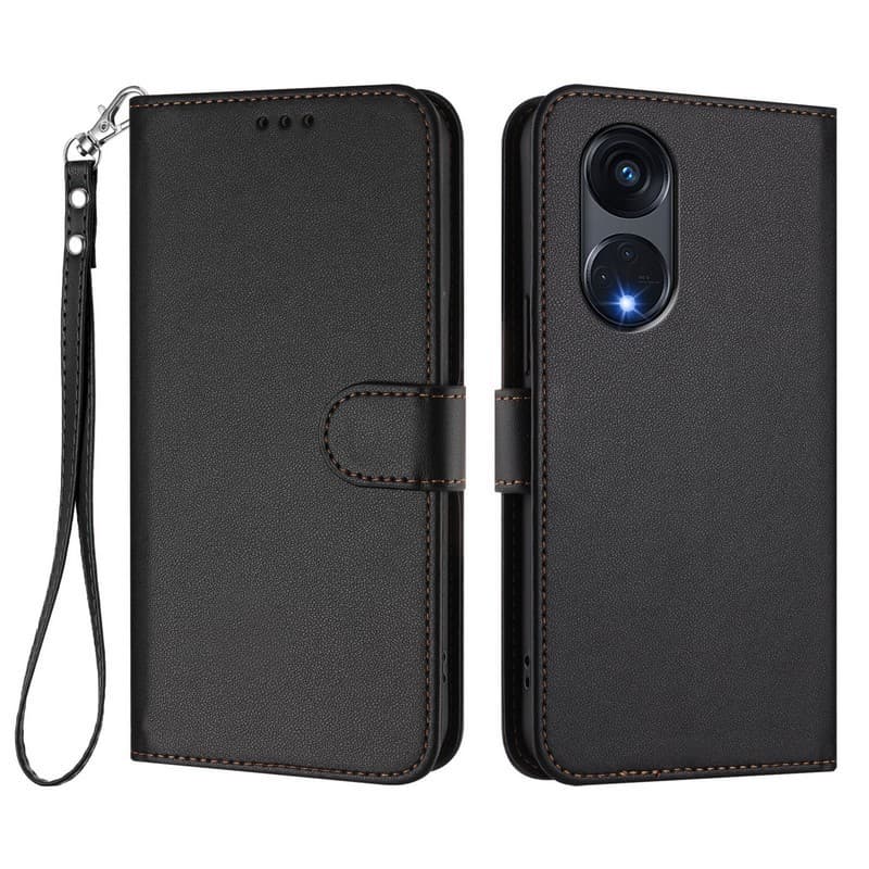 หรูหราหนังสําหรับ OPPO Reno8 T Reno 8T 5G กรณี CPH2505 สําหรับ OPPO Reno8 T 4G กรณี CPH2481 OPPO Reno8 Pro Z Lite 5G 4G กรณีแม่เหล็กกระเป๋าสตางค์ข้อมือเชือกเส้นเล็กเคสโทรศัพท์ รูปที่ 3