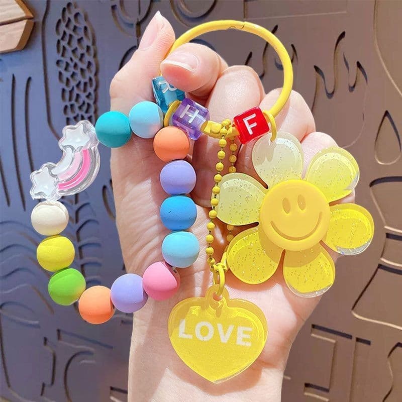 พวงกุญแจดอกทานตะวันสีสร้างสรรค์ การตกแต่งบรรจุภัณฑ์ Ballchainlove ของจี้ รูปที่ 4