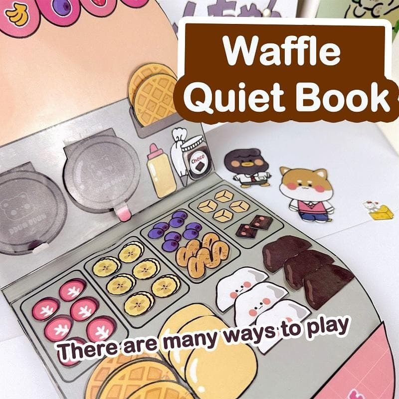 หนังสือของเล่น รูปการ์ตูนวาฟเฟิล ขนมปัง ไก่ทอด ขนมขบเคี้ยว แฮนด์เมด DIY สําหรับเด็ก รูปที่ 3