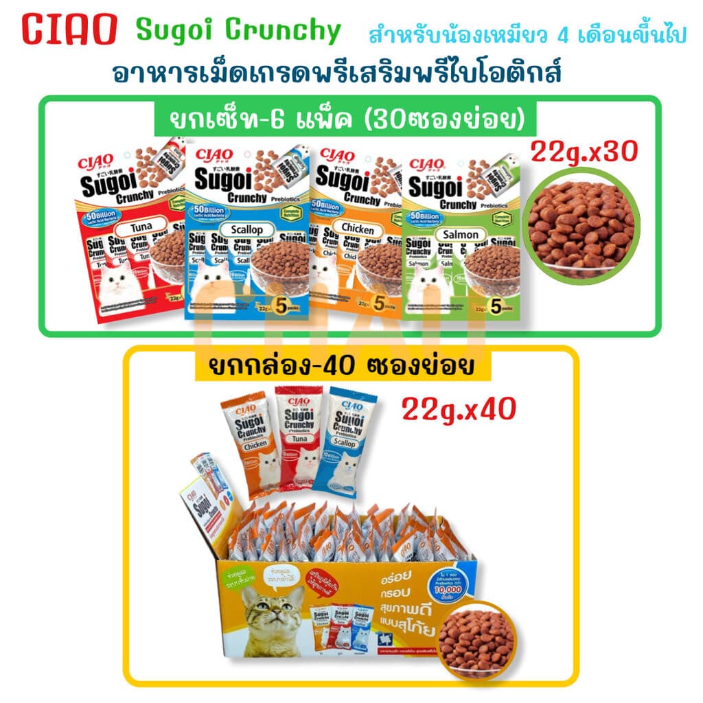 ) CIAO Sugoi Crunchy อาหารเม็ดแมว เกรดพรีเมี่ยม สูตรเสริมพรีไบโอติก รูปที่ 1
