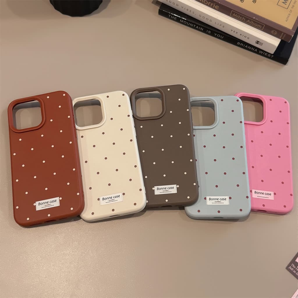 เคสโทรศัพท์ป้องกันฉลากจุดเรียบง่ายสีบริสุทธิ์ tpu สําหรับ apple iphone12 13 14 15 16pro max plus รูปที่ 2