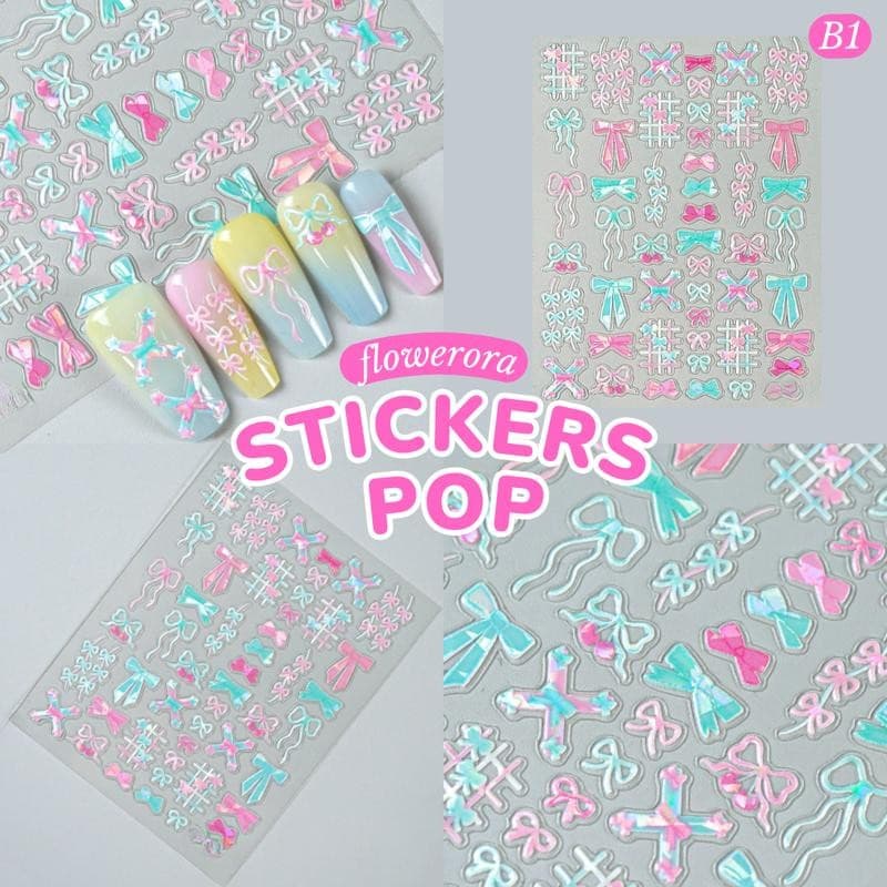 สติกเกอร์โบว์นูน มีมิติ 5D Stickers Nail Pop สติกเกอร์ติดเล็บ ติดของใช้ ติดปุ๊บ น่ารักปั๊บ รูปที่ 6