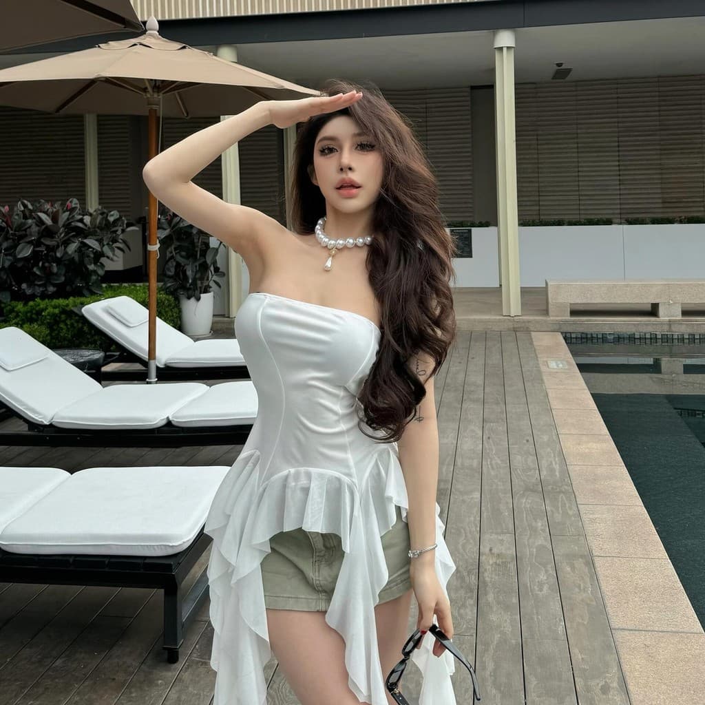 เปิดไหล่ ประดับพู่ ทรงไม่สม่ําเสมอ เซ็กซี่ แฟชั่นฤดูร้อน สําหรับผู้หญิง 2025 "FY2826"Qingsun รูปที่ 6
