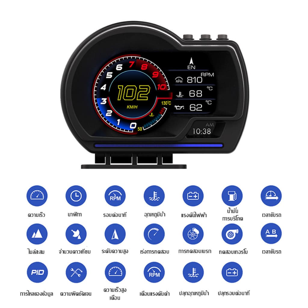 Smart Gauge P6 PLUS OBD2+GPS เมนูภาษาไทย รับประกัน 3 ปี Smart Gauge เกจรถยนต์ หน้าจอแสดงผล วัดความร้อน รูปที่ 7