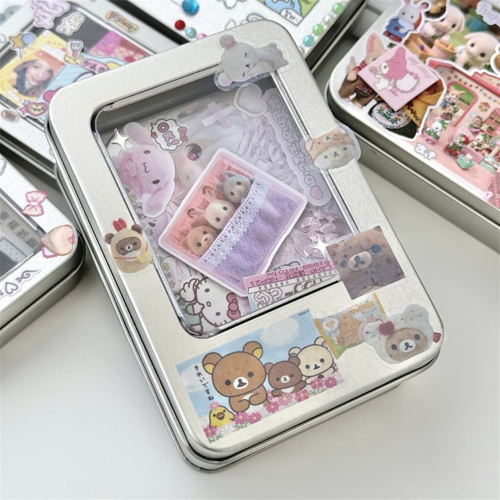 กล่องดีบุกเงิน Flip Cover Case กล่องเหล็ก Mini Storage Box Desk Organizer รูปที่ 9