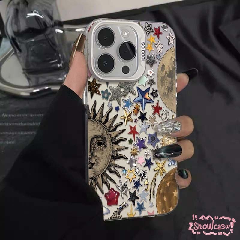 เคส OPPO A17 A57 A3s A18 A53 A16 A58 A7 A17K A5 A38 A54 A12 A77 A15 A9 A5s A78 Reno 16F ดวงอาทิตย์ดวงดาวสีสร้างสรรค์รัก รูปที่ 5