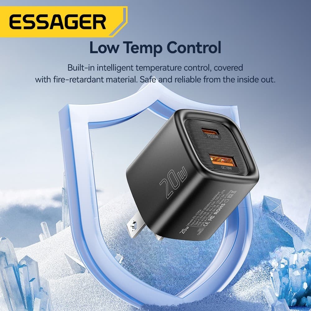Essager PD 20W USB C + Type C Charger Fast Charging Quick Chargers Wall Plug Adapter รูปที่ 6