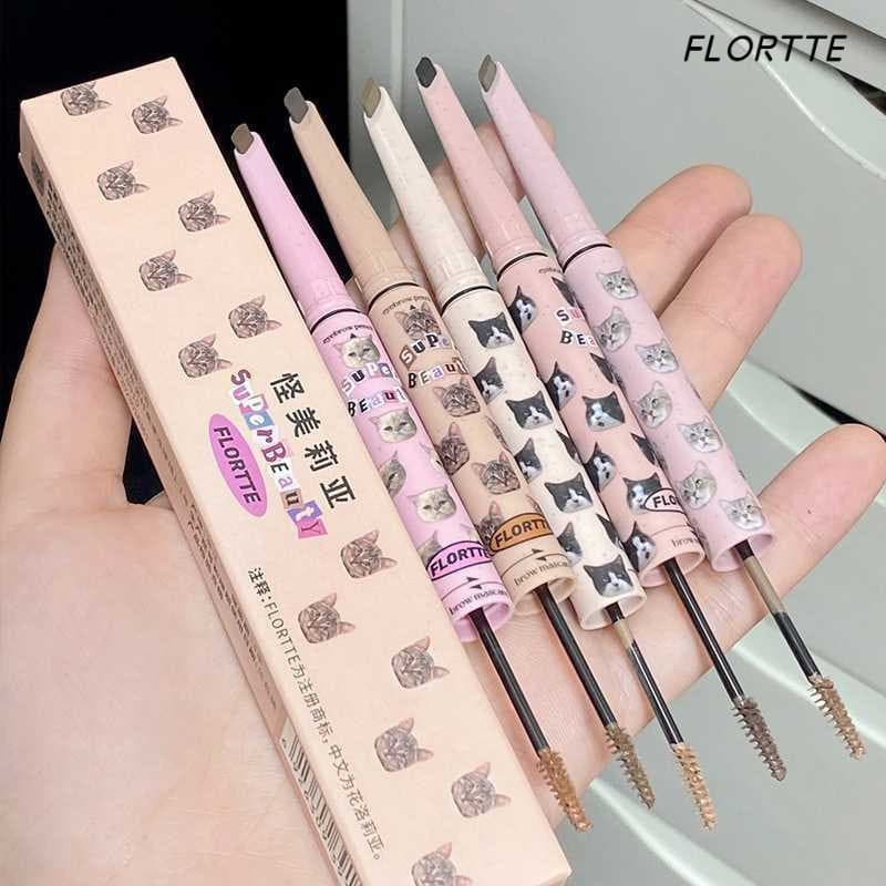 Flortte ดินสอเขียนคิ้ว Double-Headed Blade ดินสอเขียนคิ้ว Eyebrow Dyeing Paste Two-In-One ติดทนนานกันน้ํา Sweatproof Light สีไม่ Decolorization ดินสอเขียนคิ้ว รูปที่ 2