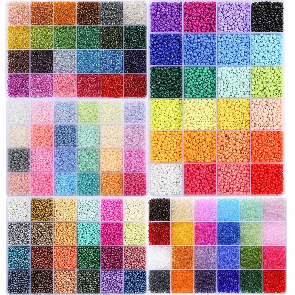 สีทึบ/โปร่งใส/ไข่มุก/ครีมข้าวลูกปัดชุดกล่อง24สีลูกปัดวัสดุกล่อง3มิลลิเมตรข้าวลูกปัดชุดกล่อง ทําเอง ทําด้วยมือ รูปที่ 1