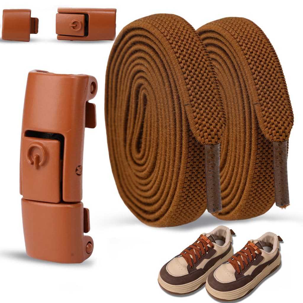 No Tie Shoe Laces Press Lock Flat Laces สําหรับเด็กผู้ใหญ่ กว้าง 8 มม. เทคนิคการผูกเชือกง่าย รูปที่ 2