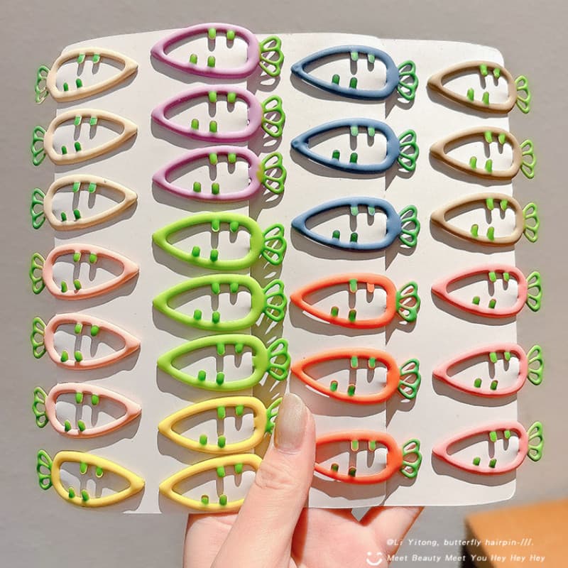 9ชิ้นแฟชั่นเกาหลีที่มีสีสันbbคลิปน่ารักแครอทกิ๊บเด็กอุปกรณ์ผมชุด รูปที่ 3