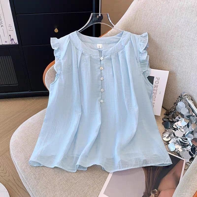 Dahong W641 เสื้อเชิ้ตผ้าชีฟองไซส์ใหญ่ สำหรับผู้หญิง เสื้อเชิ้ตทรงบาบี้อเนกประสงค์สำหรับฤดูร้อนดีไซน์เสื้อจีบ รูปที่ 4