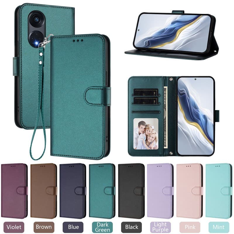 หรูหราหนังสําหรับ OPPO Reno8 T Reno 8T 5G กรณี CPH2505 สําหรับ OPPO Reno8 T 4G กรณี CPH2481 OPPO Reno8 Pro Z Lite 5G 4G กรณีแม่เหล็กกระเป๋าสตางค์ข้อมือเชือกเส้นเล็กเคสโทรศัพท์ รูปที่ 1