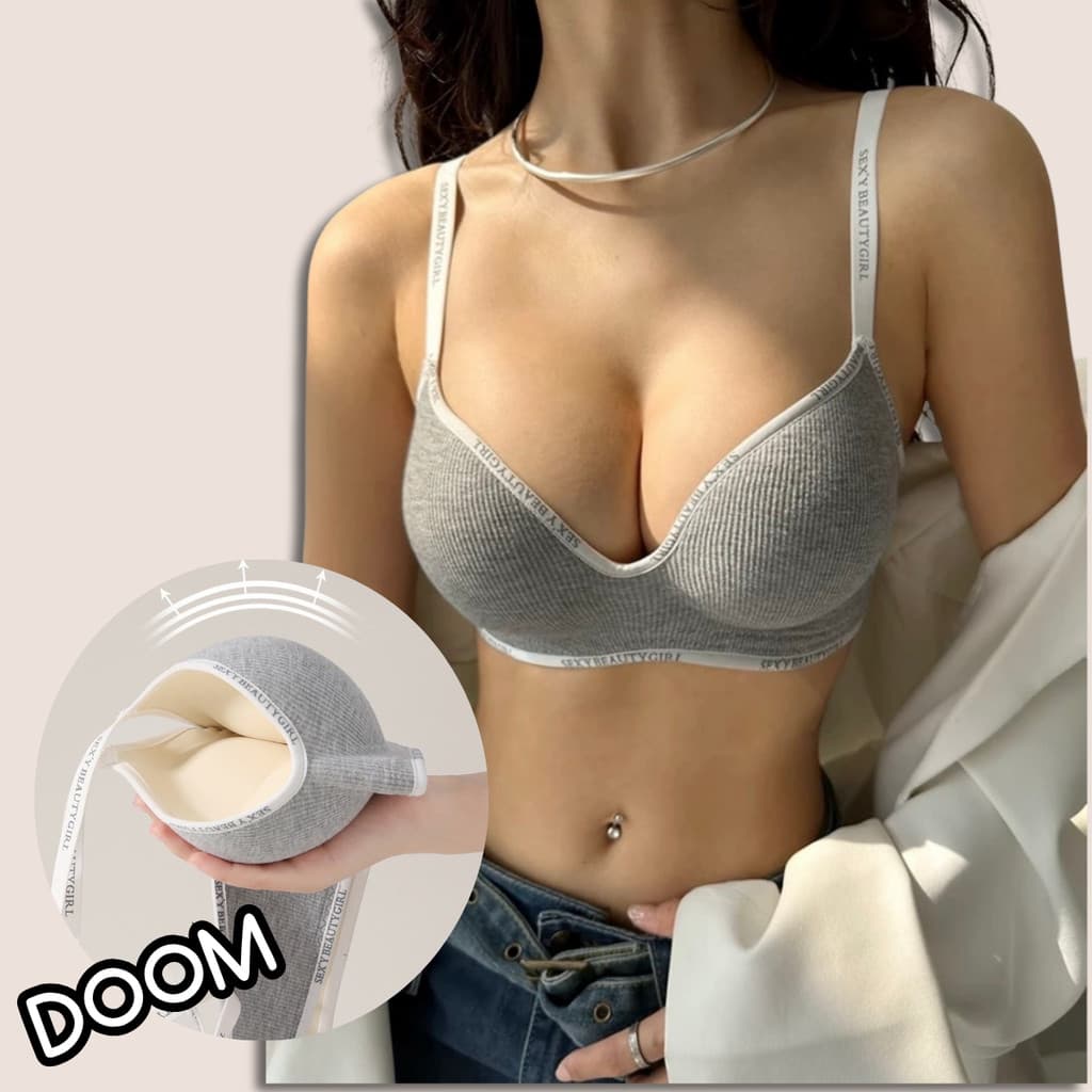 DOOM DOOM ฟองน้ำ 5 cm.‼บราไร้โครง เสื้อชั้นในผู้หญิง บราดันทรง เสริมฟองน้ำหนา ดีไซน์สวย ไม่มีโครงเหล็ก ดันทรงอกชิด รูปที่ 1