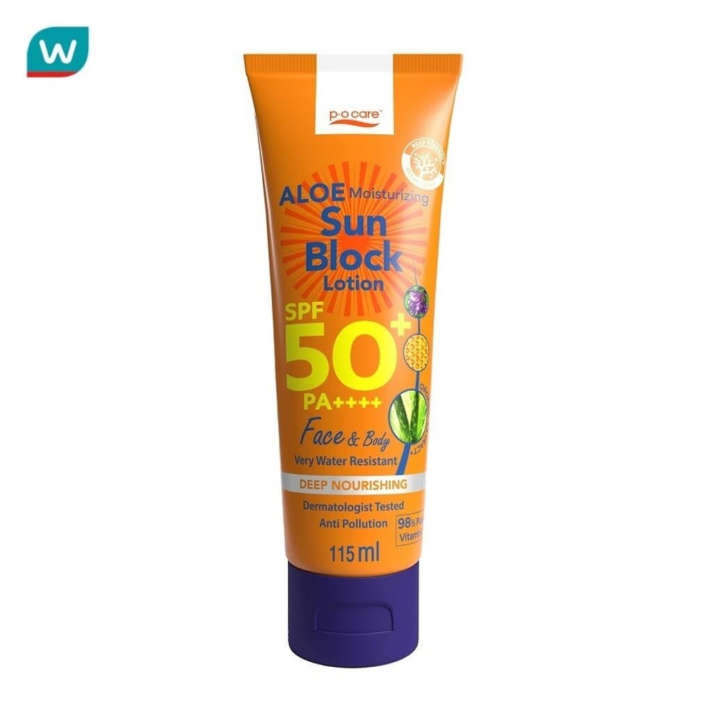 PO Care พีโอ แคร์อโล มอยส์เจอร์ไรซิ่ง ซัน บล็อค โลชั่น SPF50+ PA++++ เฟส แอนด์ บอดี้ 115 มล. รูปที่ 2