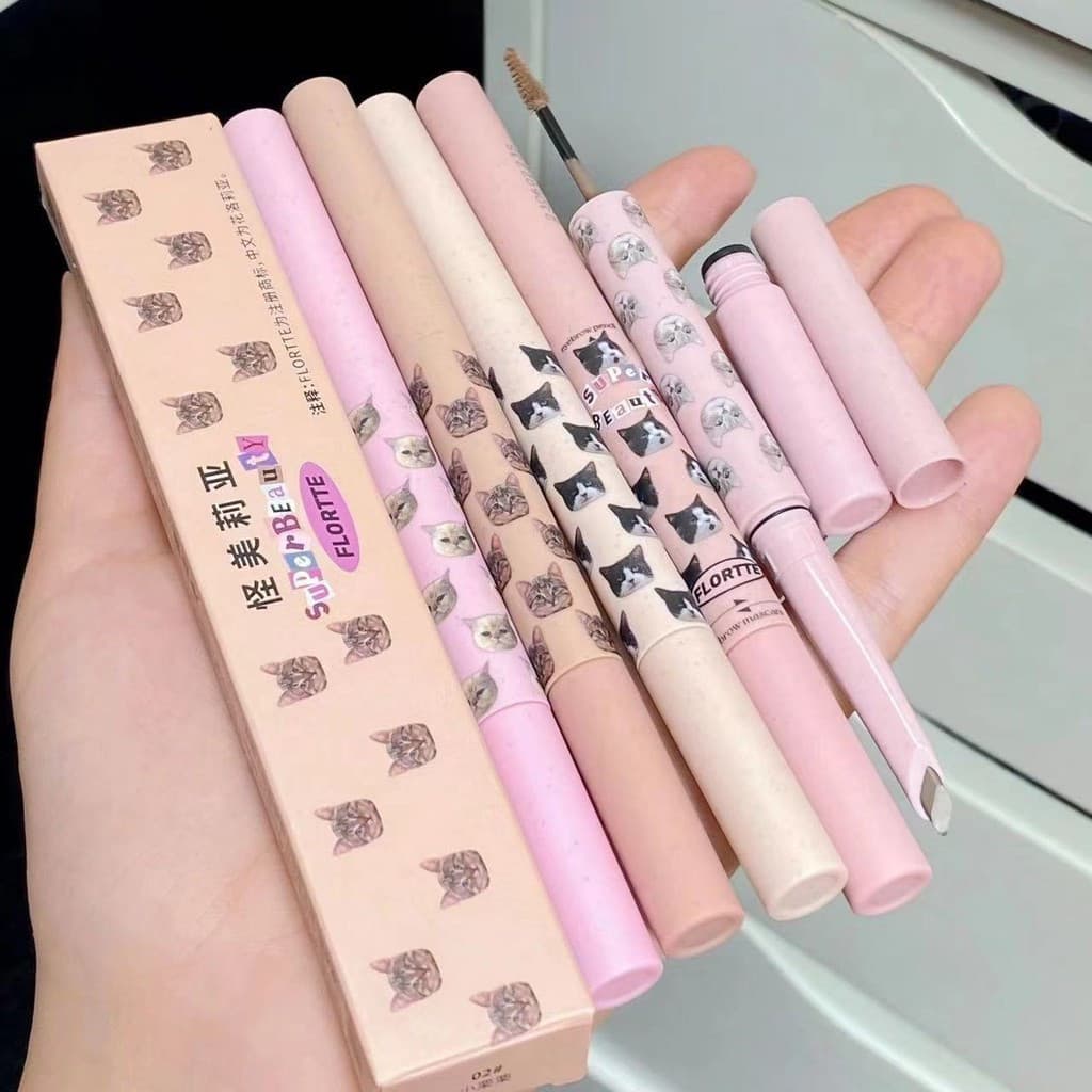 Flortte ดินสอเขียนคิ้ว Double-Headed Blade ดินสอเขียนคิ้ว Eyebrow Dyeing Paste Two-In-One ติดทนนานกันน้ํา Sweatproof Light สีไม่ Decolorization ดินสอเขียนคิ้ว รูปที่ 7
