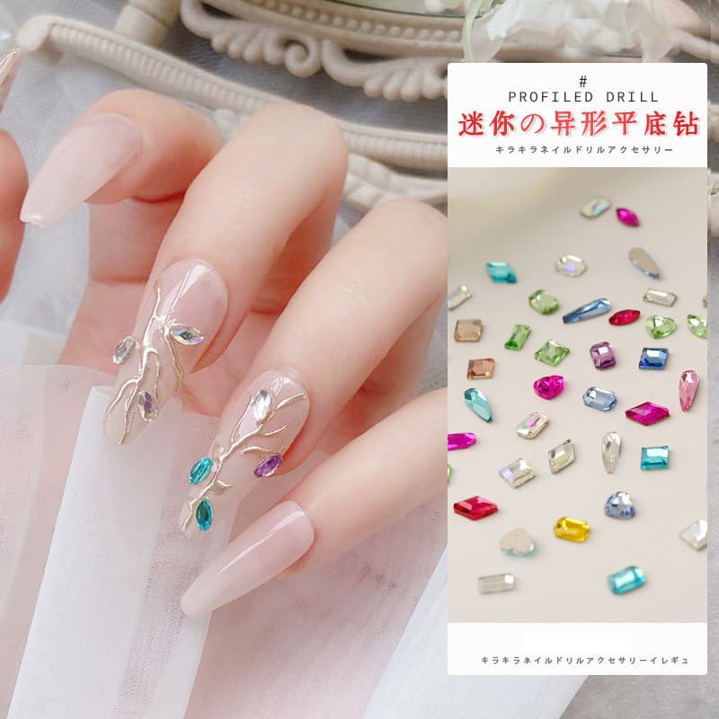 เล็บตกแต่งเล็บเพชร DIY สติ๊กเกอร์ติดเล็บ Rhinestone คริสตัล Mini ขนาดด้านล่างแบน 100 ชิ้น KOUDAN รูปที่ 3
