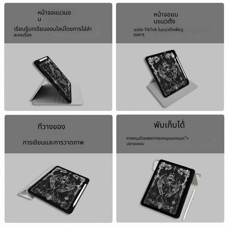 สําหรับ iPad Mini4 Mini5 Mini6 Gen11 A16 Gen10 Gen9/Gen7/Gen8 10.2 air4/5 10.9 10.5 Air3/Pro 11 2021 อะคริลิค 360 หมุน Dark Angel Anti Bend แผ่นป้องกันกรณี รูปที่ 8