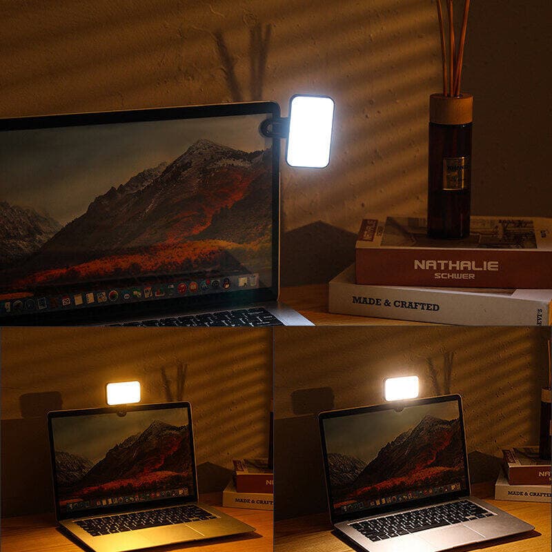 ไฟติดหัวกล้อง โคมไฟเซลฟี่ LED 3 โหมด ปรับได้ ขนาดเล็ก พกพาง่าย ถนอมสายตา ชาร์จไฟได้ สําหรับสมาร์ทโฟน แล็ปท็อป กล้อง รูปที่ 5