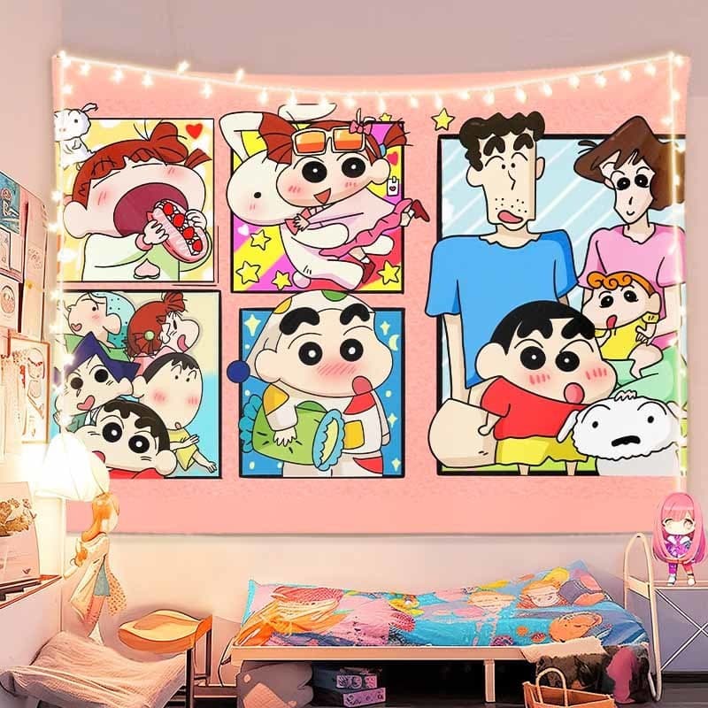 จัดส่งจากไทย] ผ้าพื้นหลัง Agirl Crayon Shin-chan ผ้าแขวนการ์ตูนอนิเมะสองมิติ น่ารัก ตกแต่งห้องนอนวันเกิด รูปที่ 7