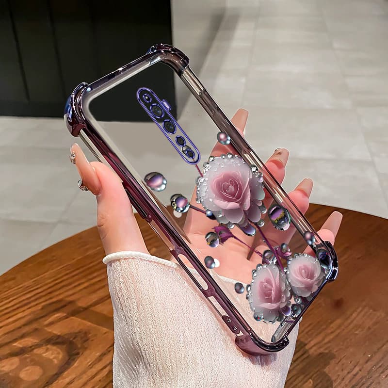 เคสสําหรับ OPPO Reno 2 2F 2Z เคสโทรศัพท์สีชมพูดอกตูมสี่มุมซิลิโคน TPU นิ่มโปร่งใส ดีซ รูปที่ 4