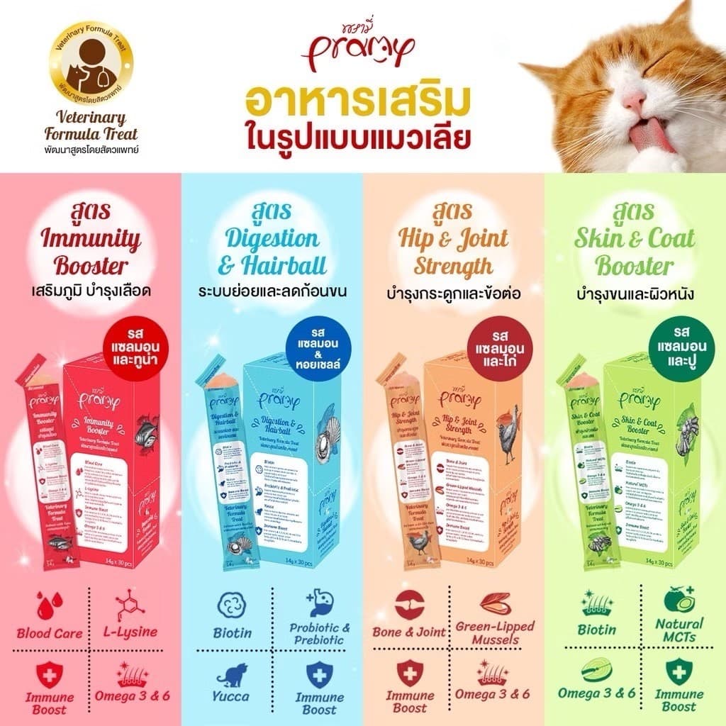 Pramy วิตามินแมวเลีย สูตรบำรุงเลือด / ระบบย่อยและลดก้อนขน / บำรุงกระดูกและข้อต่อ / บำรุงขนและผิวหนัง รูปที่ 2