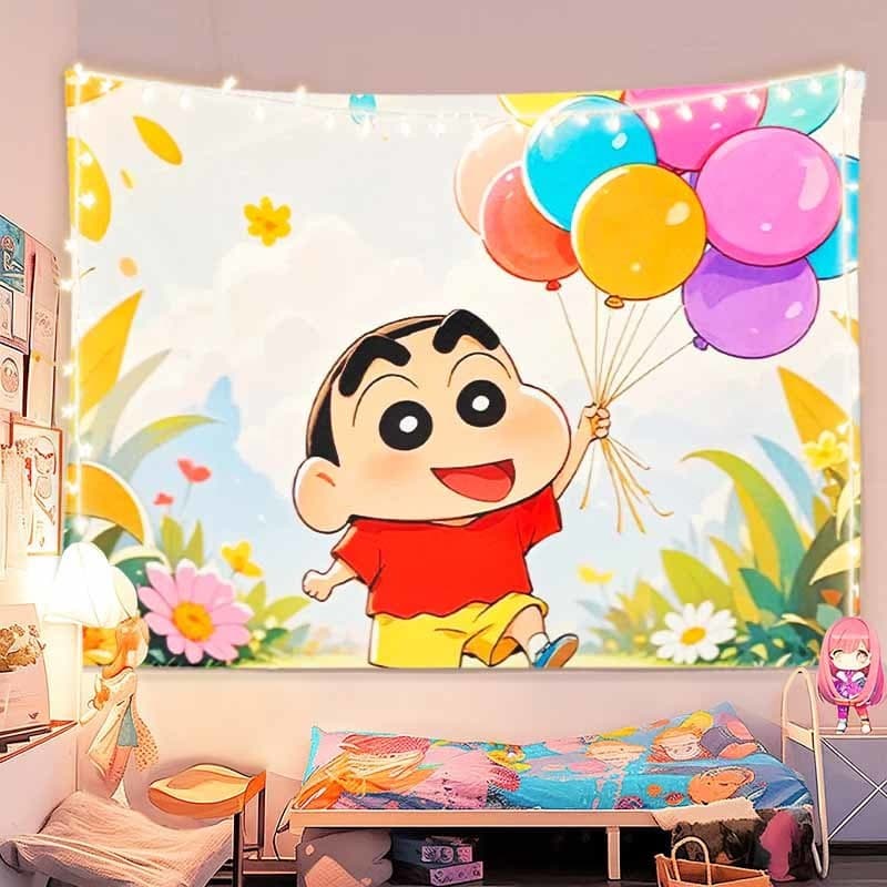 จัดส่งจากไทย] ผ้าพื้นหลัง Agirl Crayon Shin-chan ผ้าแขวนการ์ตูนอนิเมะสองมิติ น่ารัก ตกแต่งห้องนอนวันเกิด รูปที่ 9