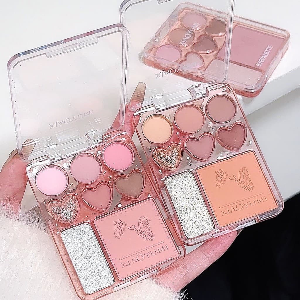 pink.girlพาเลทอายแชโดว์Eyeshadow Palette Sweetheart Blush Highlight One ธรรมชาติสามมิติกันน้ํา-Y0671 รูปที่ 7
