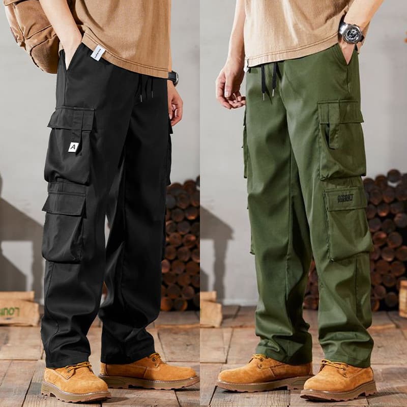 M-4XL ผู้ชาย Overalls กระเป๋าตกแต่งกางเกงผู้ชายเวอร์ชั่นเกาหลีฤดูร้อนแฟชั่นกางเกงขายาวผู้ชาย รูปที่ 5