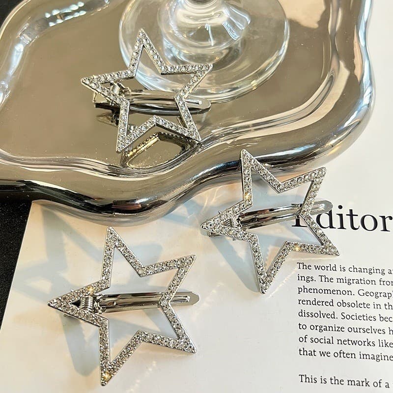 Silver Star แฟชั่น Bling Zircon Hairpin Bangs คลิปเจ้าหญิง Headwear เครื่องประดับผม รูปที่ 8