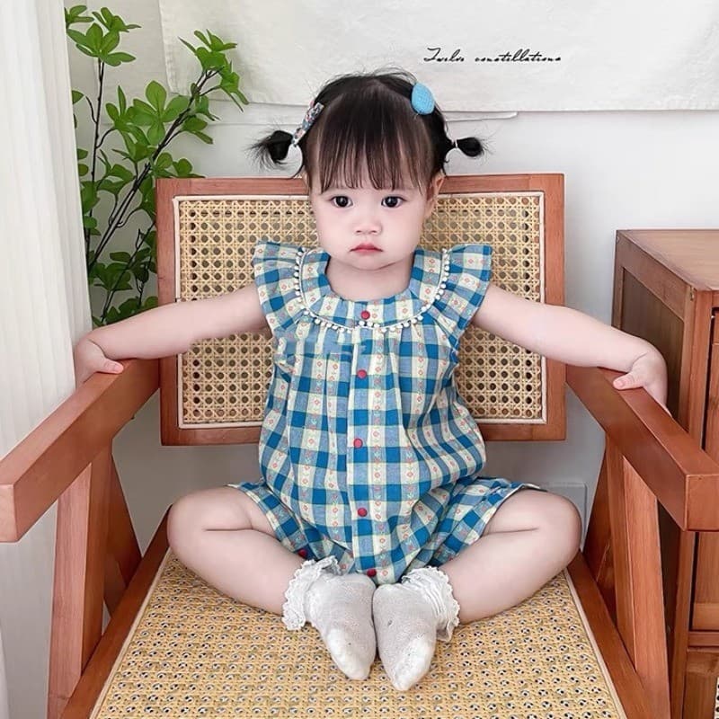 เด็กสาวบอดี้สูทฤดูร้อนแขนกุดเหมาะสมกับสาวลายสก๊อต ชุดรอมเปอร์ เสื้อผ้า0-2ปีทารกแรกเกิดเสื้อผ้า ชุด รูปที่ 3