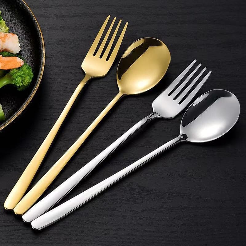 ช้อนและส้อม - สแตนเลสเกาหลี/1 คู่ ช้อนสแตนเลสหนา 21.6 คู่ ช้อนสแตนเลสแข็ง ช้อนกลม ช้อน รูปที่ 7