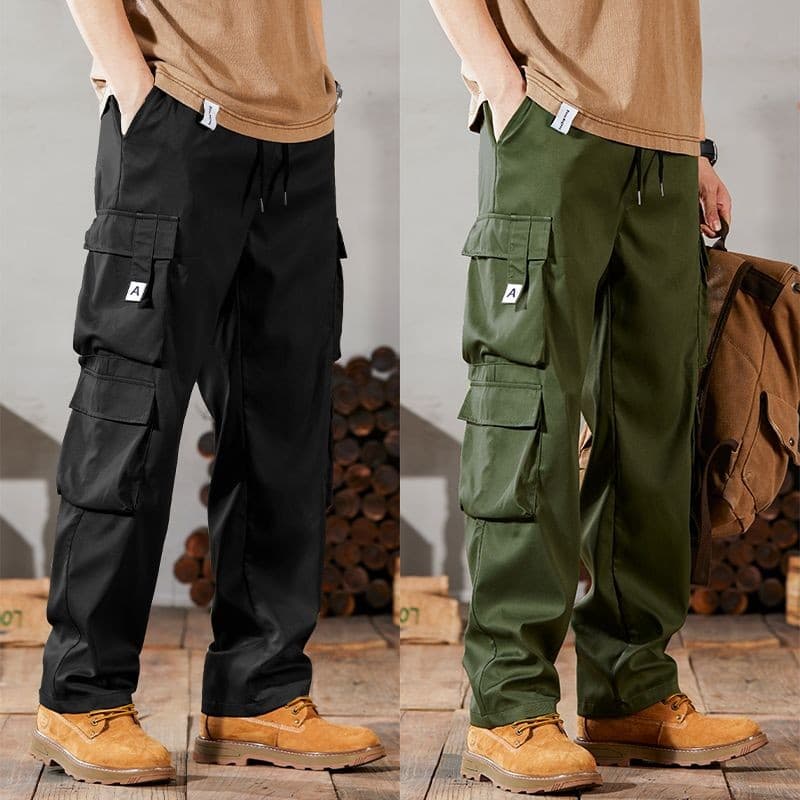 M-4XL ผู้ชาย Overalls กระเป๋าตกแต่งกางเกงผู้ชายเวอร์ชั่นเกาหลีฤดูร้อนแฟชั่นกางเกงขายาวผู้ชาย รูปที่ 3