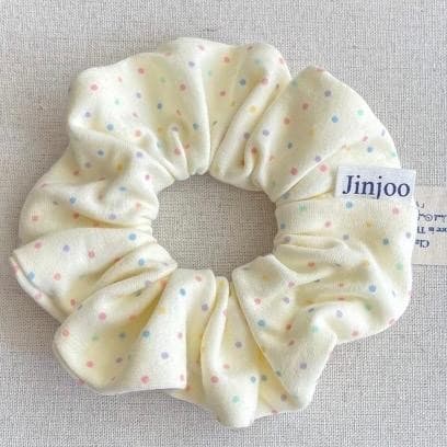 Jinjoo S02 ยางรัดผม Pastel Polka Dreams ผ้าเกรดดี ลายจุด polka dot สีสันน่ารัก มี 4 สี ขนาด 10.5 cm. เหมาะกับคนผมบาง รูปที่ 5
