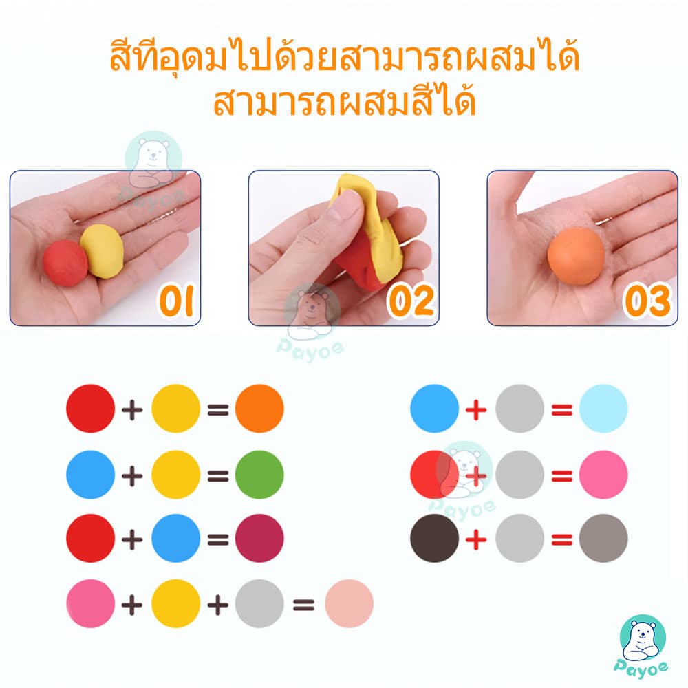 PAYOE diy ดินน้ำมัน ดินเบา ดินเบา 12/24/36 สี ดินเบาเกาหลี ของเล่นเด็ก แฮนด์เมด ปลอดสารพิษ ดินน้ํามันสําหรับเด็ก รูปที่ 7