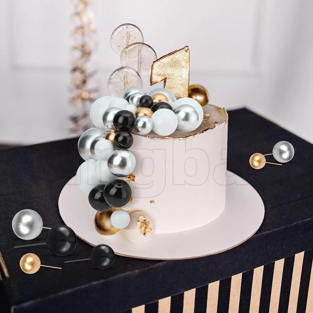 20ชิ้นผสมลูกที่มีสีสันเค้กท็อปเปอร์โฟมบอลฟองลูกตกแต่งคริสต์มาสลูกทองลูกเงินวันเกิด งานแต่งงานเบเกอรี่ขนมตกแต่งเค้ก รูปที่ 5