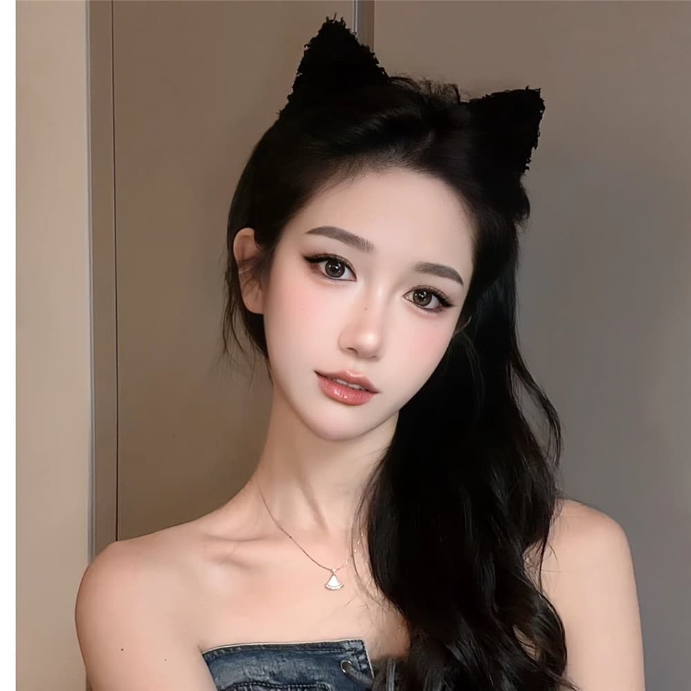 ที่คาดผมแมวน่ารักสําหรับผู้หญิงตุ๊กตาหูแมวหวานเครื่องประดับผมหน้ากากล้างหน้าแต่งหน้า รูปที่ 9