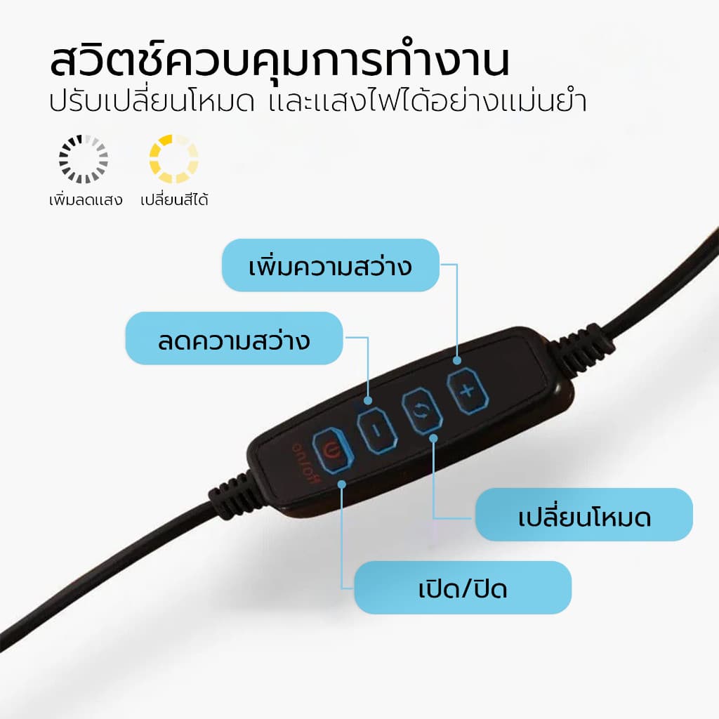 โคมไฟหนีบโต๊ะ โคมไฟอ่านหนังสือ โคมไฟ LED โคมไฟหัวเตียง USB ปรับหมุน 360 องศา พร้อมไฟปรับแสงได้ 3 สี Simple Light รูปที่ 4
