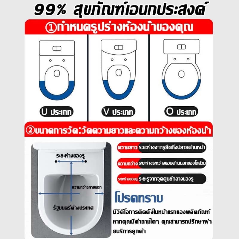ฝาชักโครก รูปทรง U/V/O ฝารองนั่ง เพิ่มความหนาป้องกันการแตกหัก ใช้ได้ทุกยี่ห้อ ไม่เสียเป็นเวลา รูปที่ 7