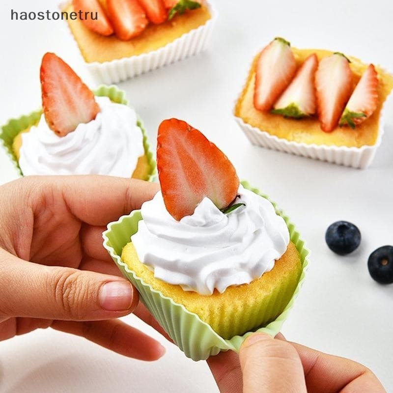 Ost 12 ชิ้นซิลิโคน Cupcake เบเกอรี่ถ้วย Non-Stick มัฟฟิน Liners ชุดแม่พิมพ์ Bento กล่องอาหารกลางวัน Dividers Pastry แม่พิมพ์เค้ก N รูปที่ 7