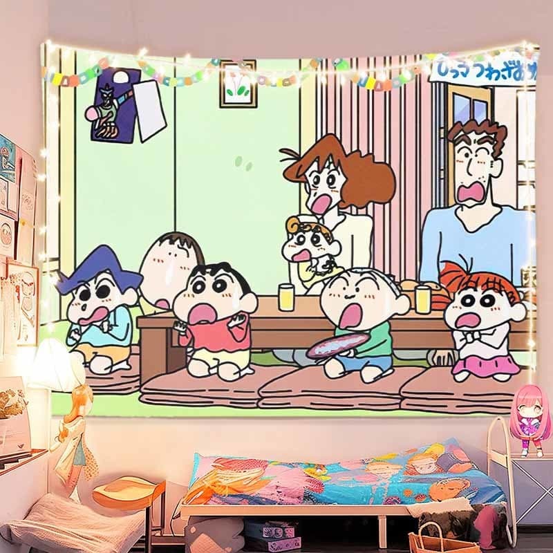 จัดส่งจากไทย] ผ้าพื้นหลัง Agirl Crayon Shin-chan ผ้าแขวนการ์ตูนอนิเมะสองมิติ น่ารัก ตกแต่งห้องนอนวันเกิด รูปที่ 8