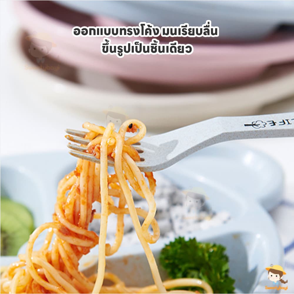 SWEETYBAYI ถาดอาหารเด็ก Food Grade จานหลุมเด็กปลอดภัยต่อสารพิษ จานข้าวสีสันสดใสถูกใจ จานอาหารเด็กฟางข้าวสาลี รูปที่ 4
