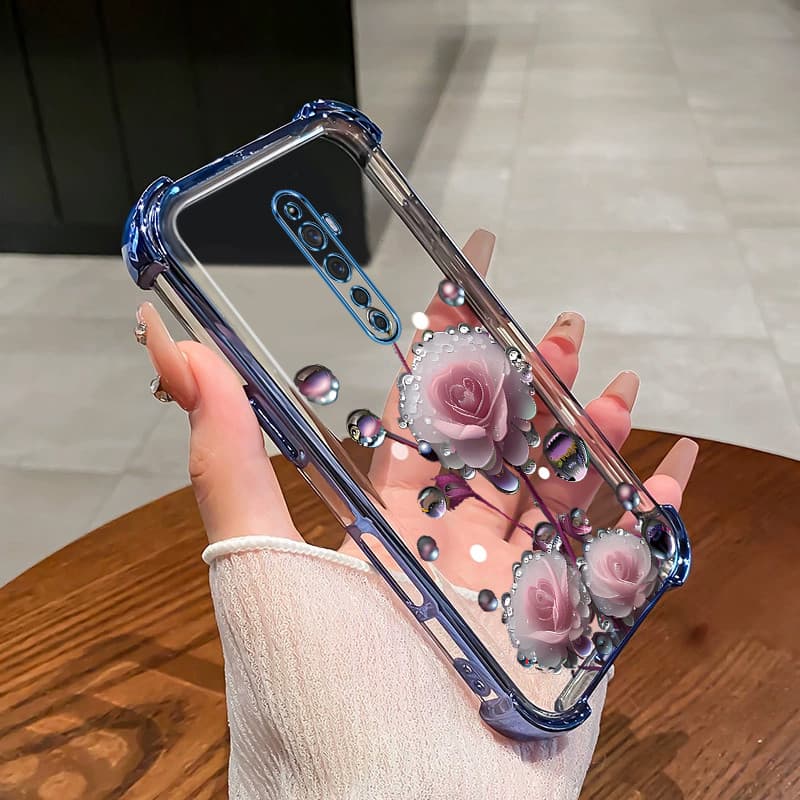 เคสสําหรับ OPPO Reno 2 2F 2Z เคสโทรศัพท์สีชมพูดอกตูมสี่มุมซิลิโคน TPU นิ่มโปร่งใส ดีซ รูปที่ 3