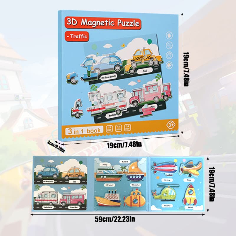 GeeToy 12ใน1 หนังสือจิ๊กซอว์แม่เหล็กพับได้ การเรียนรู้พัฒนาการทางสติปัญญา ของเล่นแม่เหล็กติดตู้เย็นสำหรับเด็ก รูปที่ 3