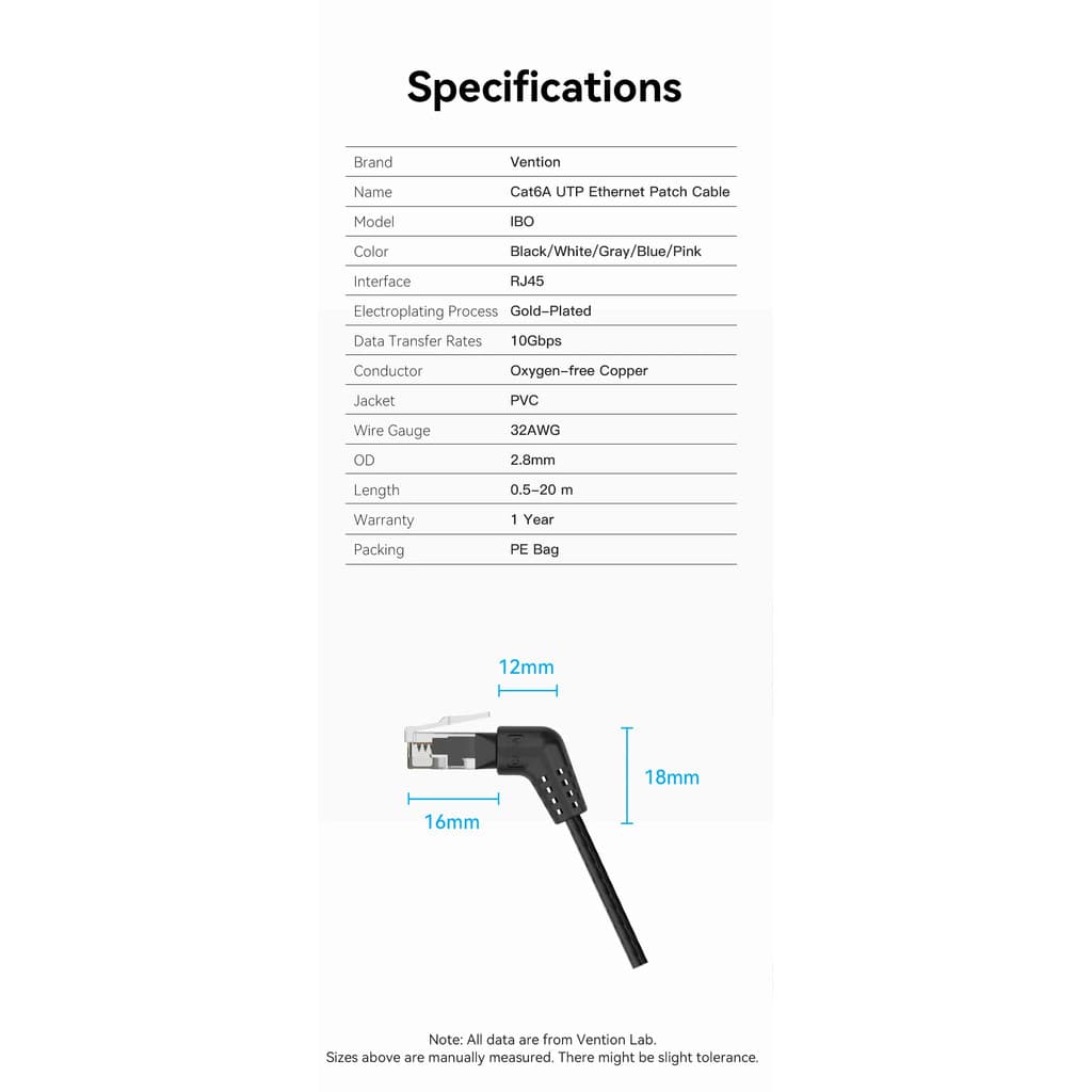 Vention CAT6A สายอีเธอร์เน็ต 10Gbps 90/360 องศาการหมุน CAT 6A Slim Networking สาย Lan รูปที่ 9