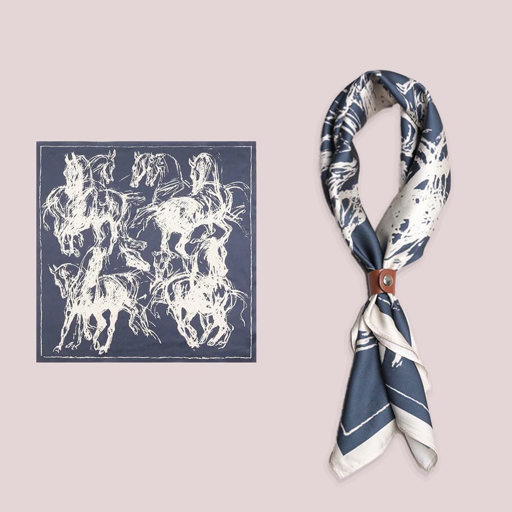 High-end American Style Unisex Style Outdoor Motorcycle Temperament All-Match Square Scarf Ami Khaki Retro Sil รูปที่ 1