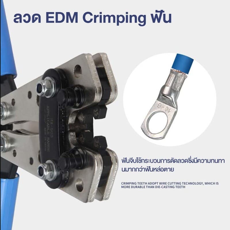คีมกดสาย คีมกดเย็น คีมปอกสายไฟ 6 - 50 mm ีมย้ำสาย คีมย้ำหางปลาสายไฟ คีม หกเหลี่ยม HX-50B รูปที่ 5
