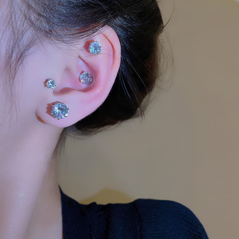 COD-คลิปหู Super Glitter คลิปหูระดับไฮเอนด์ที่เรียบง่ายต่างหูแม่เหล็กเพทาย ผู้ชายและผู้หญิง รูปที่ 5