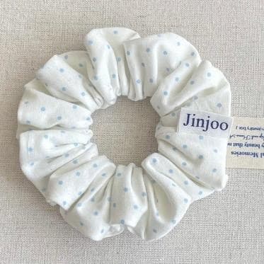 Jinjoo S02 ยางรัดผม Pastel Polka Dreams ผ้าเกรดดี ลายจุด polka dot สีสันน่ารัก มี 4 สี ขนาด 10.5 cm. เหมาะกับคนผมบาง รูปที่ 4