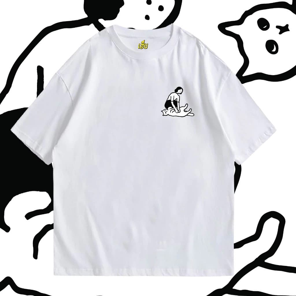 COD BOOM Shopเสื้อยืดลูกแมวการ์ตูนน่ารักผ้าคอตตอน100% S-3XL รูปที่ 6